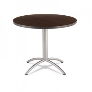 Iceberg CafAWorks Table, 36 dia x 30h, Walnut/Silver ICE65624 65624