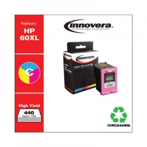 Innovera Remanufactured Tri-Color High-Yield Ink, Replacement for HP 60XL (CC644WN), 440 Page-Yield IVRC644WN