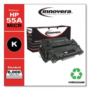 Innovera Remanufactured Black MICR Toner, Replacement for HP 55AM (CE255AM), 6,000 Page-Yield IVRE255AM