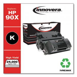 Innovera Remanufactured Black High-Yield Toner, Replacement for HP 90X (CE390X), 24,000 Page-Yield IVRE390X