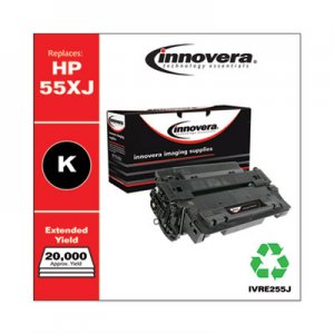 Innovera Remanufactured Black Extended-Yield Toner, Replacement for HP 55X (CE255XJ), 20,000 Page-Yield IVRE255J