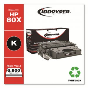 Innovera Remanufactured Black High-Yield Toner, Replacement for HP 80X (CF280X), 6,900 Page-Yield IVRF280X