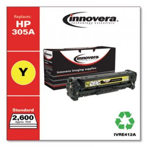 Innovera Remanufactured Yellow Toner, Replacement for HP 305A (CE412A), 2,600 Page-Yield IVRE412A