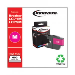 Innovera Remanufactured Magenta High-Yield Ink, Replacement for Brother LC75M, 600 Page-Yield IVRLC75M