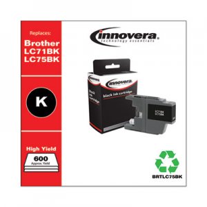 Innovera Remanufactured Black High-Yield Ink, Replacement for Brother LC75BK, 600 Page-Yield IVRLC75BK