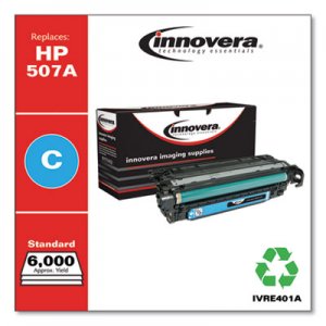 Innovera Remanufactured Cyan Toner, Replacement for HP 507A (CE401A), 6,000 Page-Yield IVRE401A