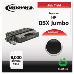 Innovera Remanufactured Black Extended-Yield Toner, Replacement for HP 05X (CE505XJ), 8,000 Page-Yield IVRE505XJ