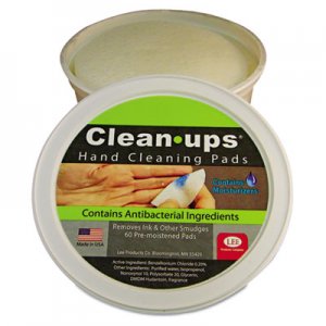 LEE Clean-Ups Hand Cleaning Pads, Cloth, 3" dia, 60/Tub LEE10145 10145