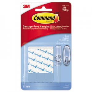 Command Refill Strips, Removable, Holds Up to 2 lbs, 0.63 x 1.75, Clear, 9/Pack MMM17021CLRES 17021CLR-ES