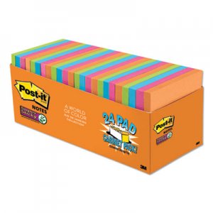 Post-it Notes Super Sticky Pads in Rio de Janeiro Colors, 3 x 3, 70-Sheet Pads, 24/Pack MMM65424SSAUCP