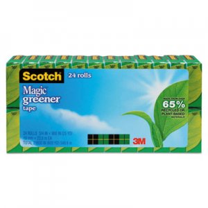 Scotch Magic Greener Tape, 1" Core, 0.75" x 75 ft, Clear, 24/Pack MMM81224P 812-24P