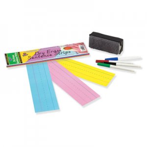 Pacon Dry Erase Sentence Strips, 12 x 3, Assorted, 20 per Pack PAC5188 5188