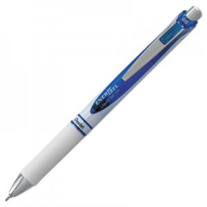 Pentel EnerGel RTX Retractable Gel Pen, Fine 0.5 mm, Blue Ink, White/Blue Barrel PENBLN75PWC BLN75PW-C