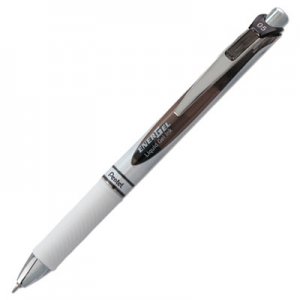 Pentel EnerGel RTX Retractable Gel Pen, 0.5 mm, Black Ink, White/Black Barrel PENBLN75PWA BLN75PW-A