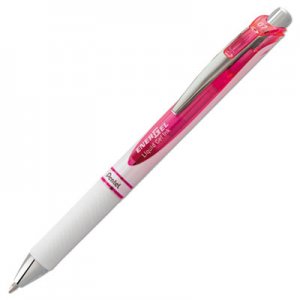 Pentel EnerGel RTX Retractable Gel Pen, 0.7 mm, Pink Ink, White/Pink Barrel PENBL77PWP BL77PW-P