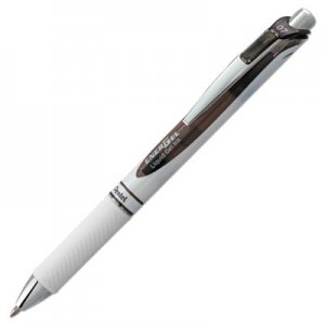 Pentel EnerGel RTX Retractable Gel Pen, 0.7 mm, Black Ink, White/Black Barrel PENBL77PWA BL77PW-A