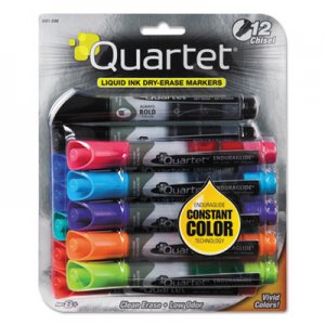 Quartet EnduraGlide Dry Erase Marker, Broad Chisel Tip, Assorted Colors, 12/Set QRT500120M 5001-20MA