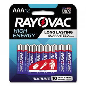Rayovac High Energy Premium Alkaline AAA Battery, 12/Pack RAY82412K 82412K