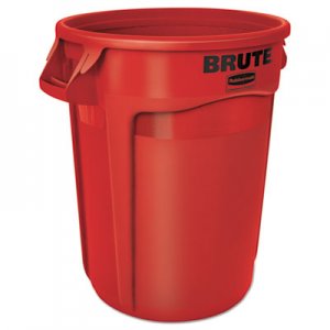 Rubbermaid Commercial Round Brute Container, Plastic, 32 gal, Red RCP2632RED FG263200RED