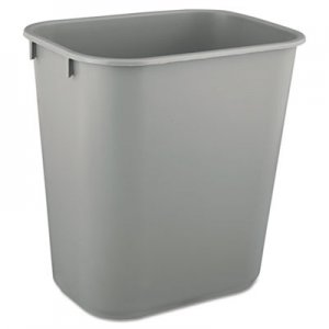 Rubbermaid Commercial Deskside Plastic Wastebasket, Rectangular, 3.5 gal, Gray RCP2955GRA FG295500GRAY