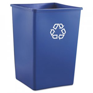 Rubbermaid Commercial Recycling Container, Square, Plastic, 35 gal, Blue RCP395873BLU FG395873BLUE