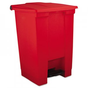 Rubbermaid Commercial Indoor Utility Step-On Waste Container, Square, Plastic, 12 gal, Red RCP6144RED FG614400RED