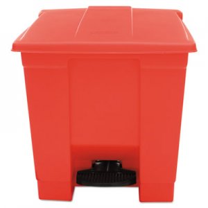 Rubbermaid Commercial Indoor Utility Step-On Waste Container, Square, Plastic, 8 gal, Red RCP6143RED FG614300RED