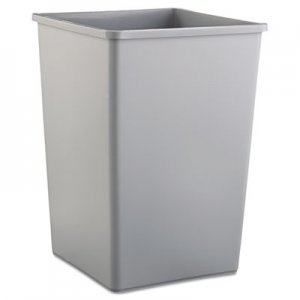 Rubbermaid Commercial Untouchable Waste Container, Square, Plastic, 35gal, Gray RCP3958GRA FG395800GRAY