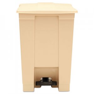 Rubbermaid Commercial Indoor Utility Step-On Waste Container, Square, Plastic, 12 gal, Beige RCP6144BEI FG614400BEIG