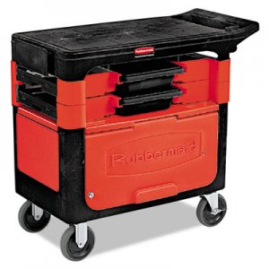 Rubbermaid Commercial Locking Trades Cart, 330-lb Capacity, Two-Shelf, 19.25w x 38d x 33.38h, Black RCP618088BLA FG618088BLA