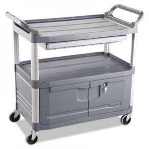 Rubbermaid Commercial Xtra Instrument Cart, 300-lb Capacity, Three-Shelf, 20w x 40.63d x 37.8h, Gray RCP4094GRA FG409400GRAY