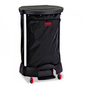 Rubbermaid Commercial Premium Step-On Linen Hamper Bag, 30 gal, 13.38w x 19.88d x 29.25h, Nylon, Black