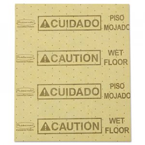 Rubbermaid Commercial Over-the-Spill Pad, "Caution Wet Floor", Yellow, 16 1/2" x 20", 22 Sheets/Pad RCP4252YEL FG425200YEL