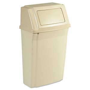 Rubbermaid Commercial Slim Jim Wall-Mounted Container, Rectangular, Plastic, 15 gal, Beige RCP7822BEI FG782200BEIG