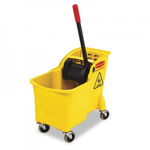 Rubbermaid Commercial Tandem 31qt Bucket/Wringer Combo, Yellow RCP738000YEL FG738000YEL