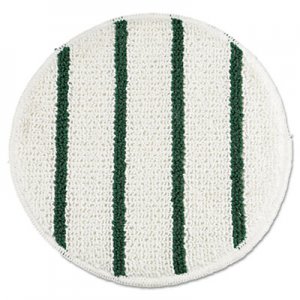 Rubbermaid Commercial Low Profile Scrub-Strip Carpet Bonnet, 19" Diameter, White/Green, 5/Carton RCPP269 FGP26900WH00