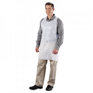 AmerCareRoyal Poly Apron, White, 24 in. W x 42 in. L, One Size Fits All, 1000/Carton RPPDA2442 DA2442