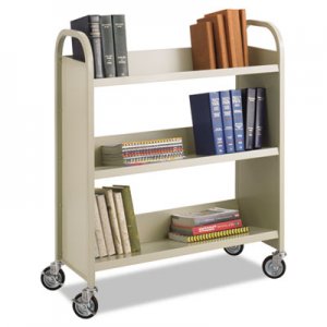 Safco Steel Book Cart, Three-Shelf, 36w x 14.5d x 43.5h, Sand SAF5358SA 5358SA