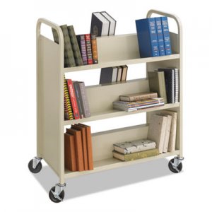 Safco Steel Book Cart, Six-Shelf, 36w x 18.5d x 43.5h, Sand SAF5357SA 5357SA