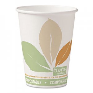 Dart Bare by Solo Eco-Forward PLA Paper Hot Cups, 12oz,Leaf Design,50/Bag,20 Bags/Ct SCC412PLNJ7234 412PLN