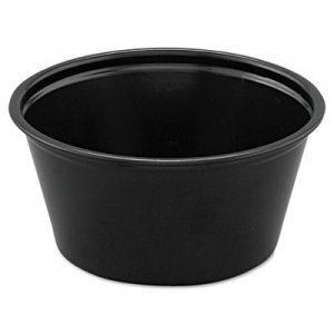 Dart Polystyrene Portion Cups, 2 oz, Black, 250/Bag, 10 Bags/Carton DCCP200BLK P200BLK