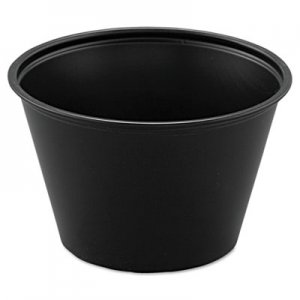 Dart Polystyrene Portion Cups, 4 oz, Black, 250/Bag, 10 Bags/Carton DCCP400BLK P400BLK