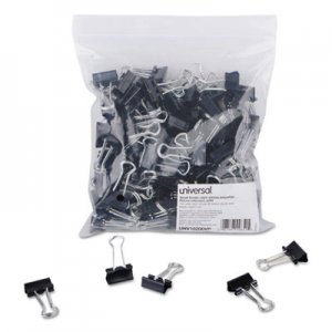 Universal Binder Clips in Zip-Seal Bag, Small, Black/Silver, 144/Pack UNV10200VP