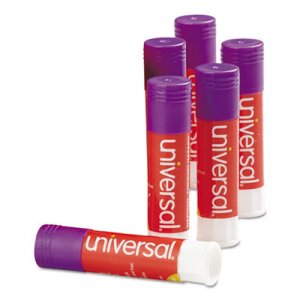 Universal Glue Stick, 0.28 oz, Applies Purple, Dries Clear, 12/Pack UNV74748