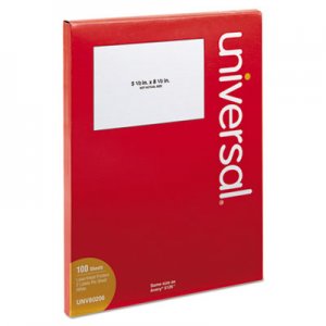 Universal White Labels, Inkjet/Laser Printers, 5.5 x 8.5, White, 2/Sheet, 100 Sheets/Pack UNV80206