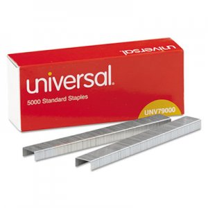 Universal Standard Chisel Point Staples, 0.25" Leg, 0.5" Crown, Steel, 5,000/Box, 5 Boxes/Pack, 25,000