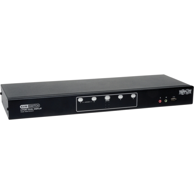 Tripp Lite 4-Port Dual Monitor DVI KVM Switch with Audio and USB 2.0 Hub, Cables included B004-2DUA4