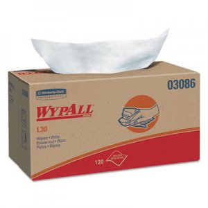 WypAll L30 Towels, POP-UP Box, 10 x 9 4/5, White, 120/Box, 10 Boxes/Carton KCC03086 KCC 03086