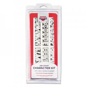 COSCO Character Kit, Letters, Numbers, Symbols, White, Helvetica, 258 Pieces COS098233 098233