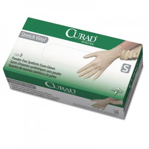 Curad Stretch Vinyl Exam Gloves, Powder-Free, Small, 150/Box MII6CUR9224 CUR9224